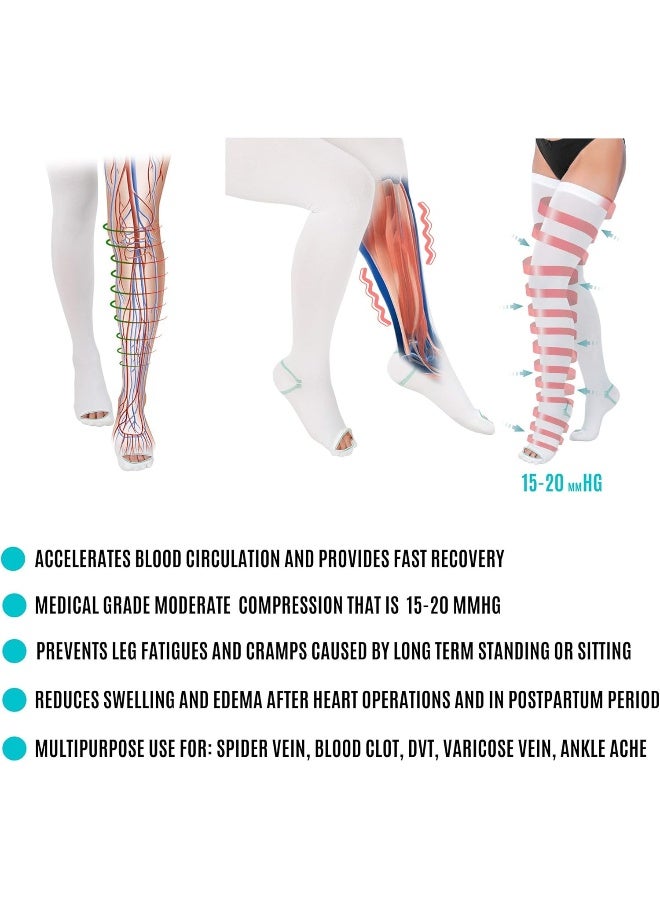 invera Anti Embolism Compression Stockings, Thigh High Unisex Ted Hose Socks 15-20 mmHg Moderate Level - Image 3